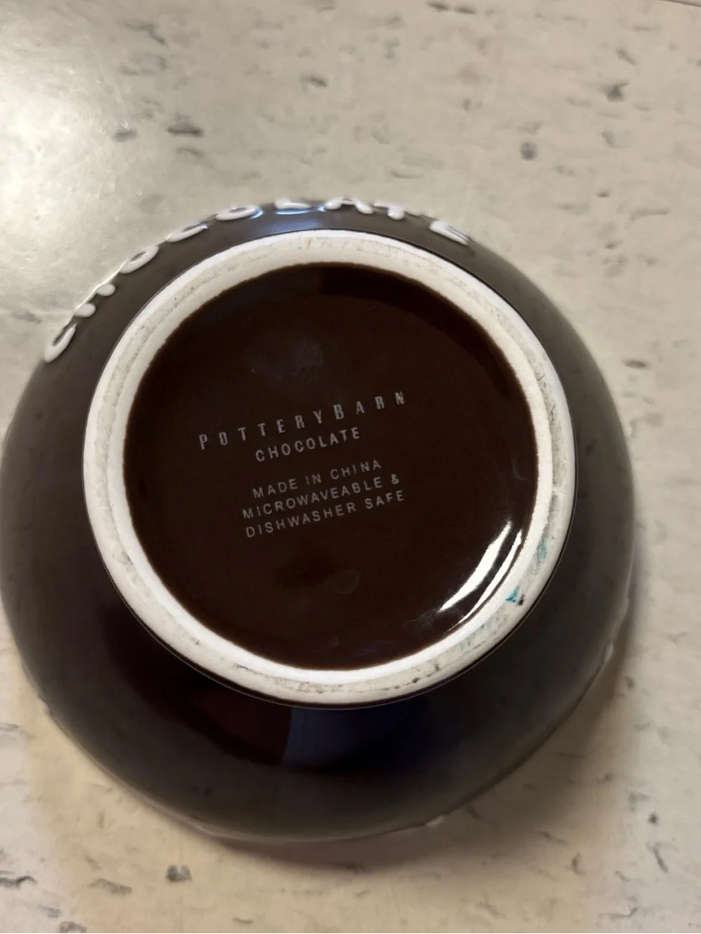 Pottery Barn Brown & White 'Chocolate' Ceramic Drip Bowl